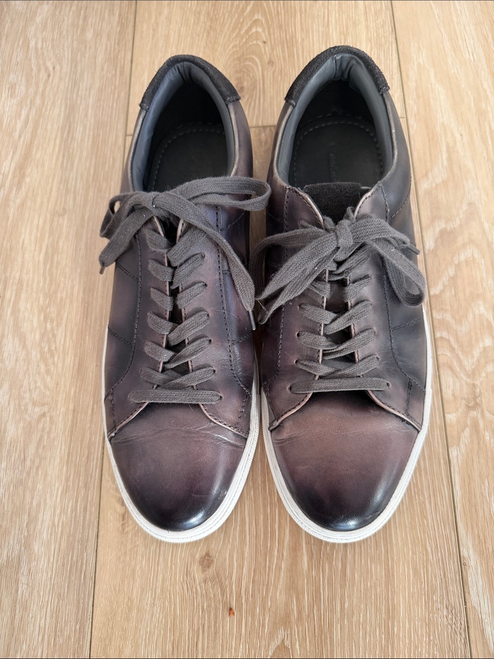 Nordstrom Men's light and dark gray Leather Lace-Up Sneakers with White Soles